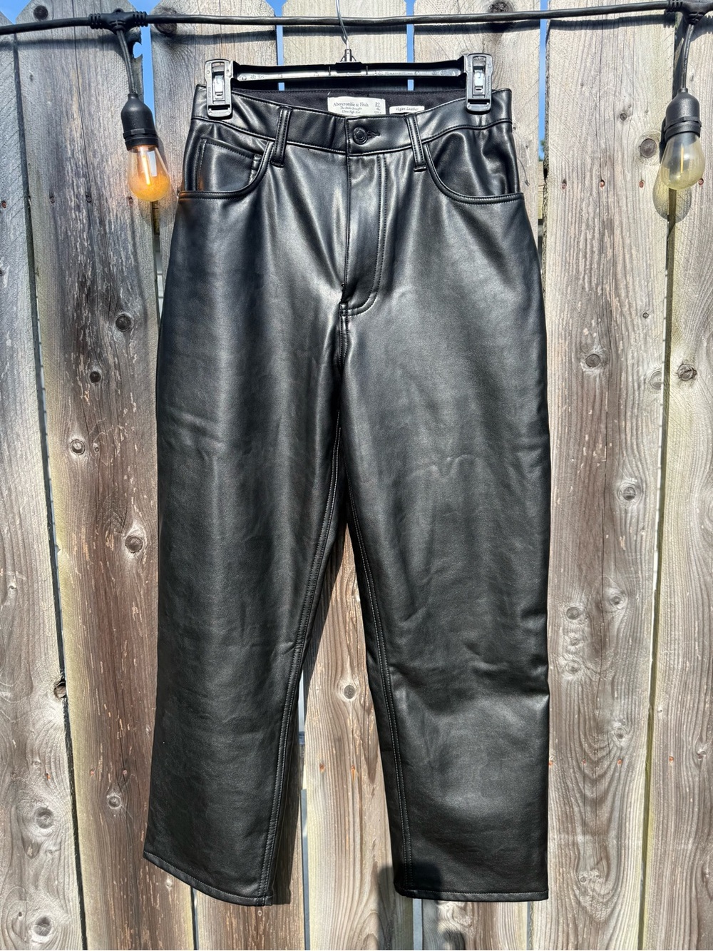 Abercrombie & Fitch Black Faux Leather Straight-Leg Pants